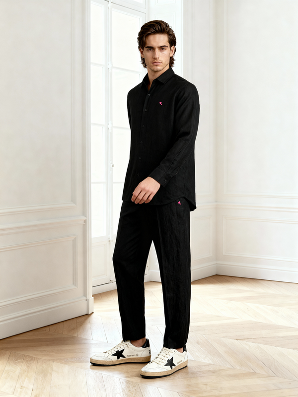 The Cœur Key Linen Shirt in Black