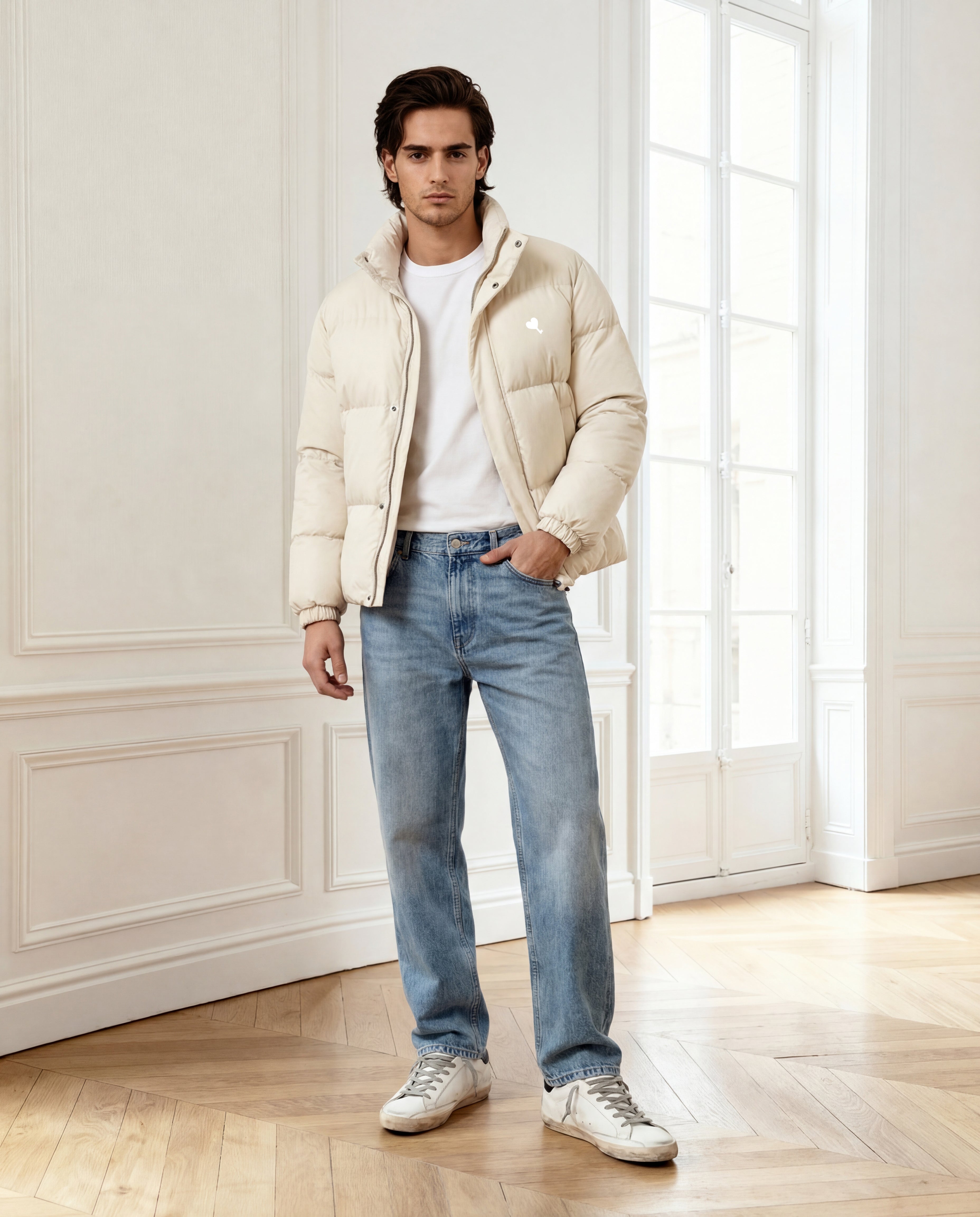Marshmallow Puffer Jacket in Ivory Pearl