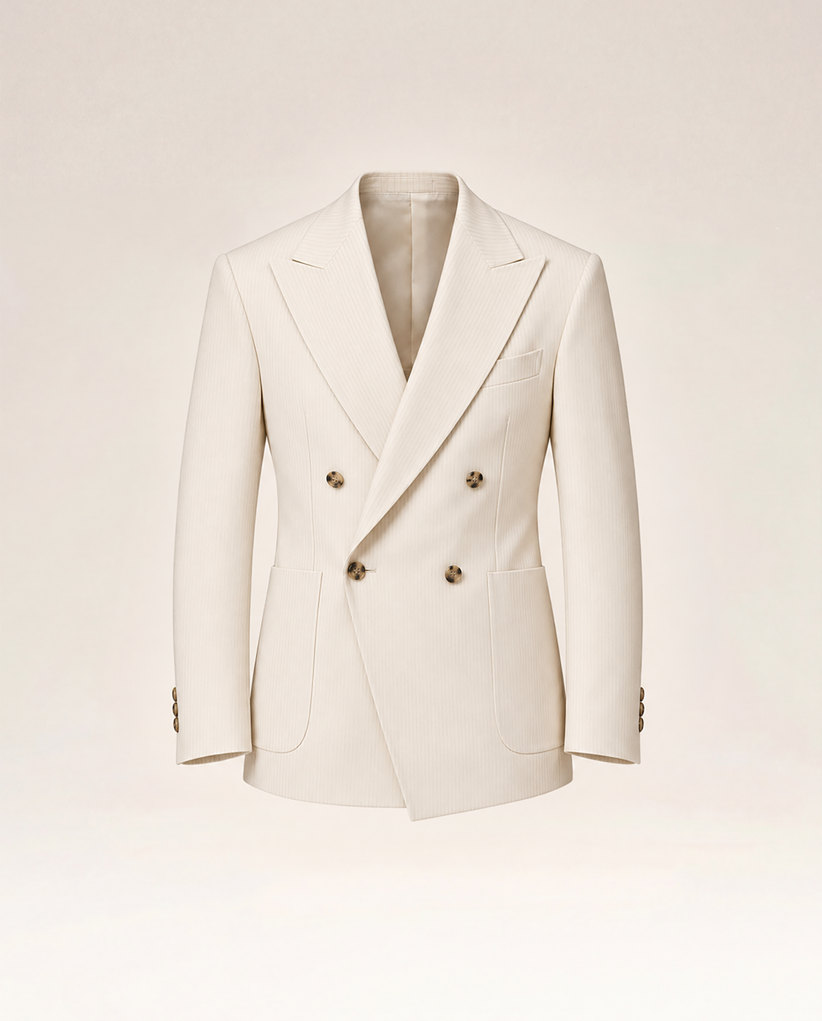 Ivory Pinstripe Silk Wool Suit