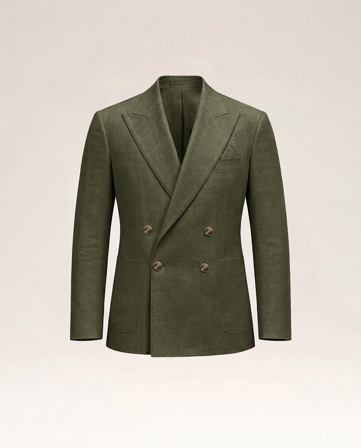 Dark Olive Linen Double Breast Blazer