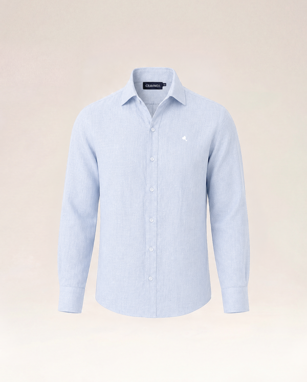 The Cœur Key Linen Shirt in Mint Blue