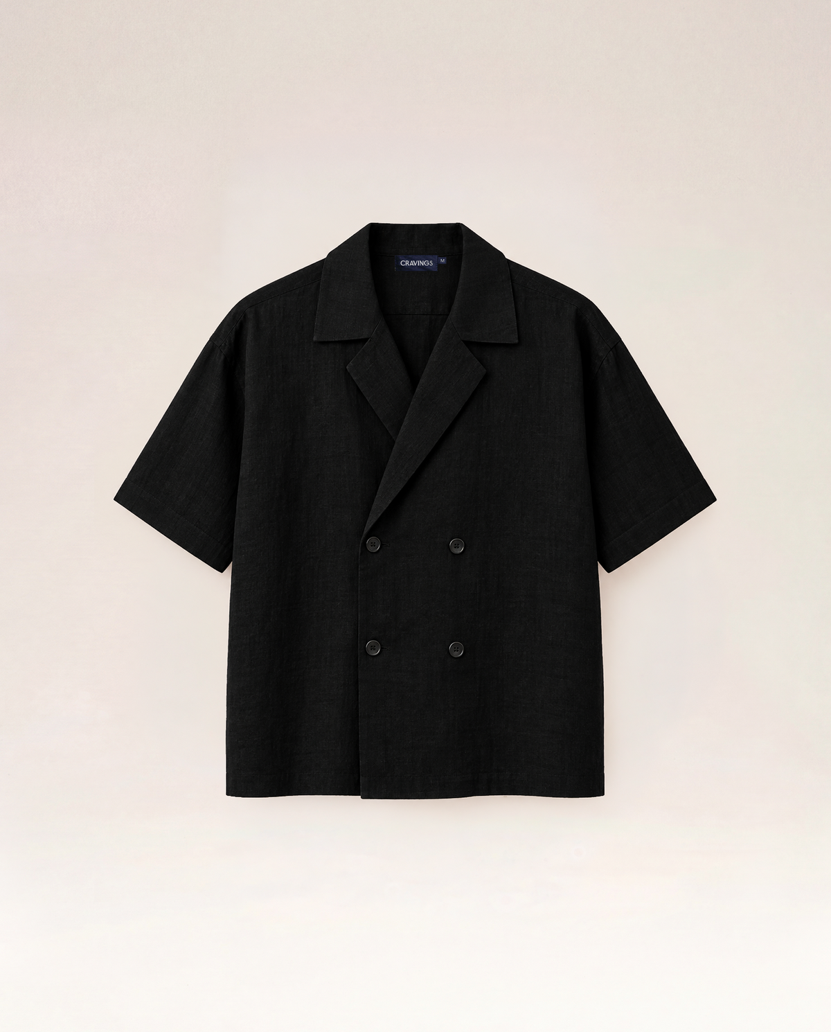 Linen Double Breast Shirt in Black