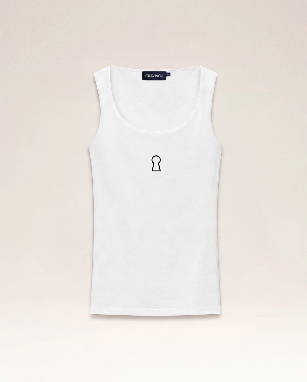 Keyhole Jersey Tank Top in White