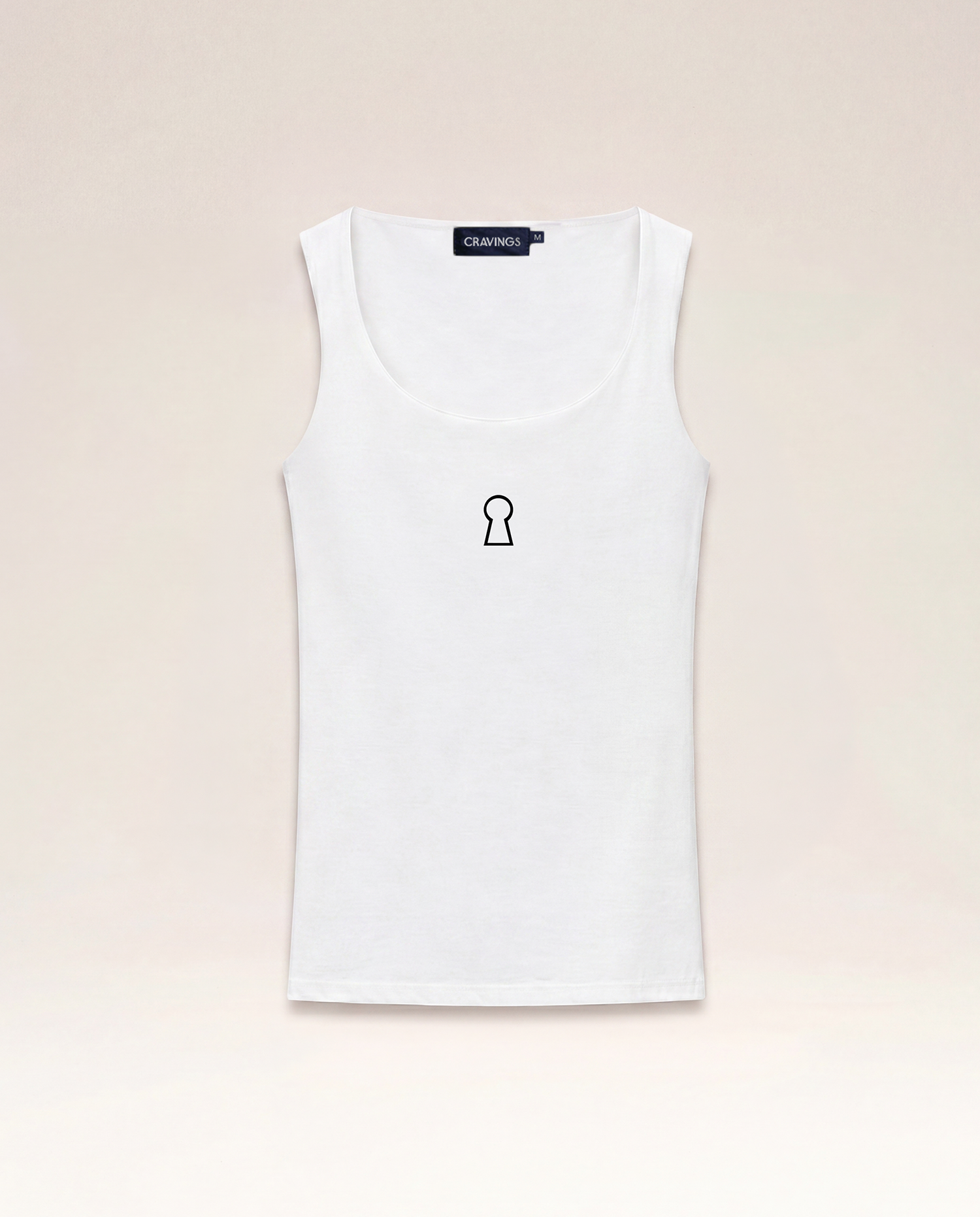 Keyhole Jersey Tank Top in White