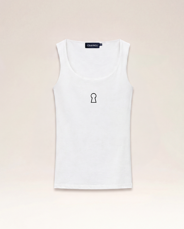 Keyhole Jersey Tank Top in White