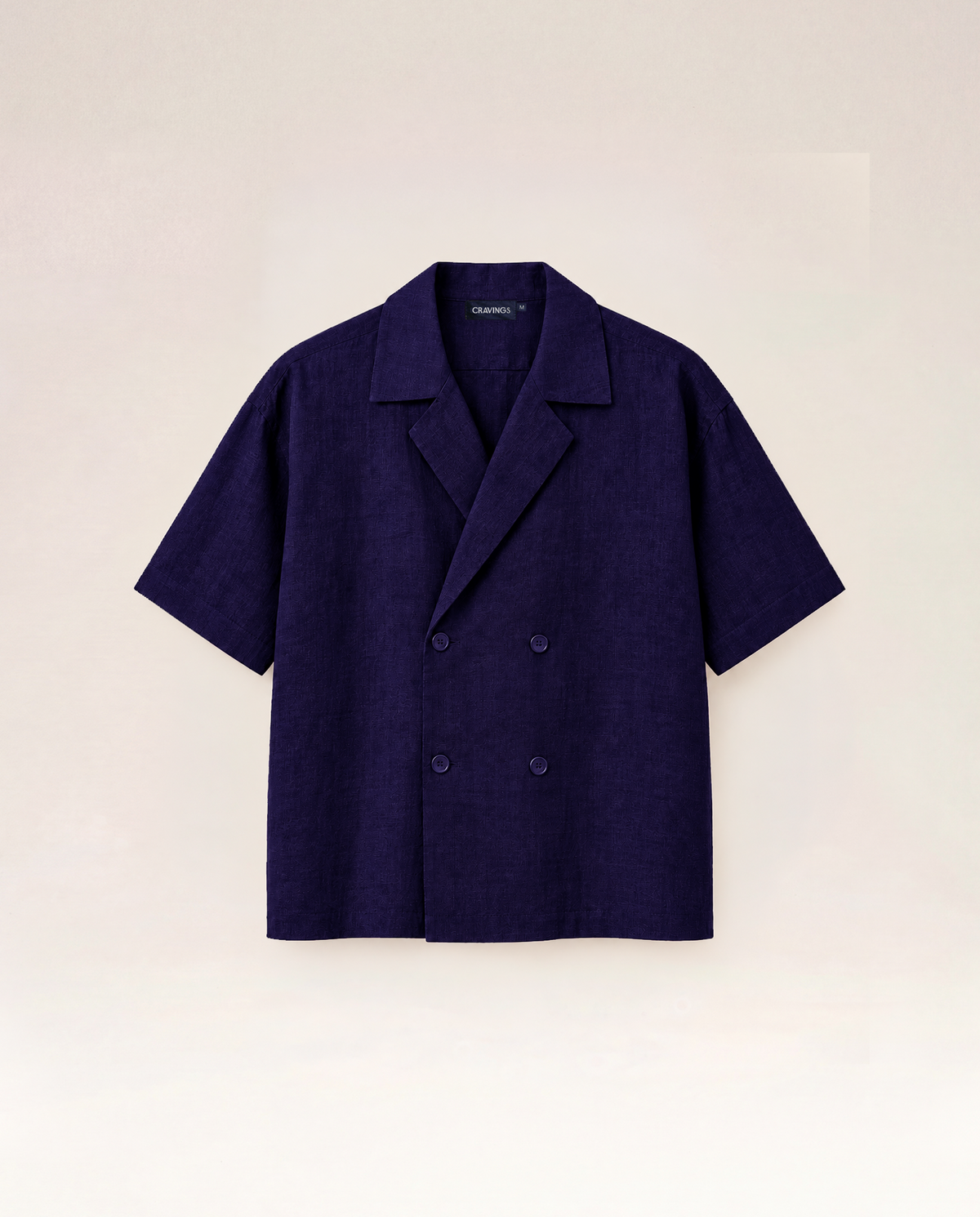 Linen Double Breast Shirt in Navy