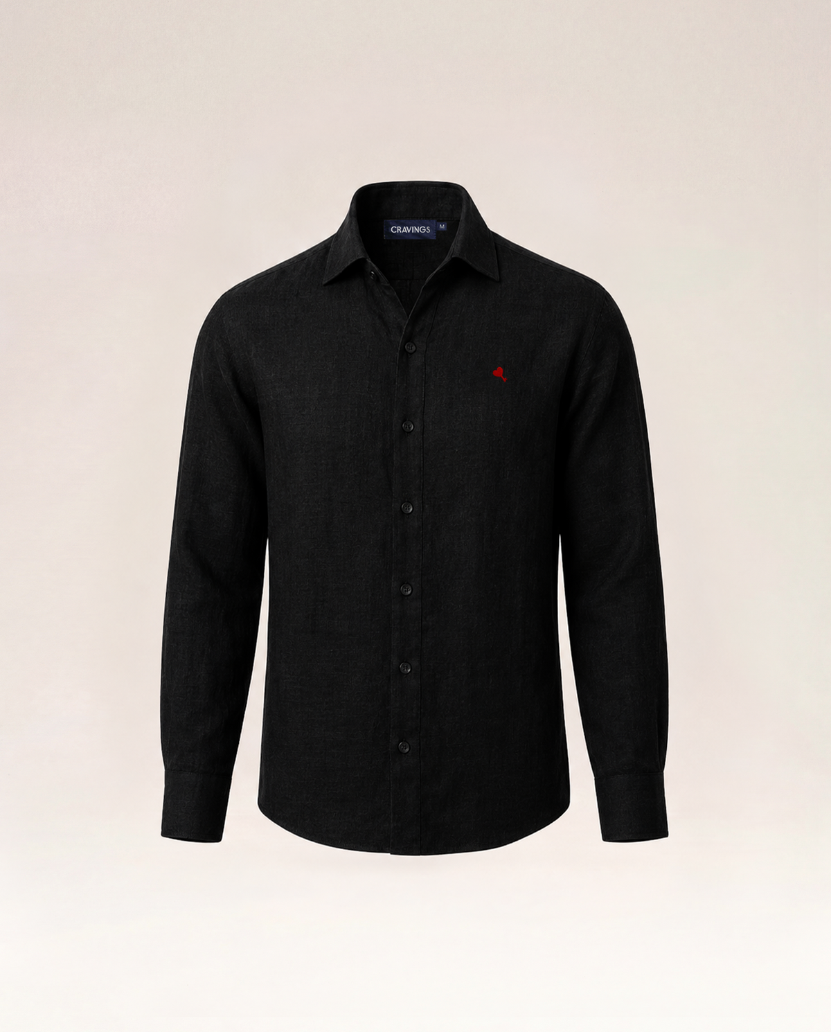 The Cœur Key Linen Shirt in Onyx Black