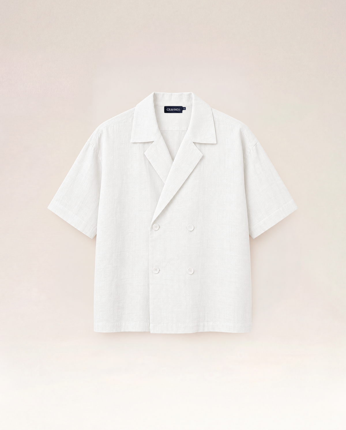 Linen Double Breast Shirt in White