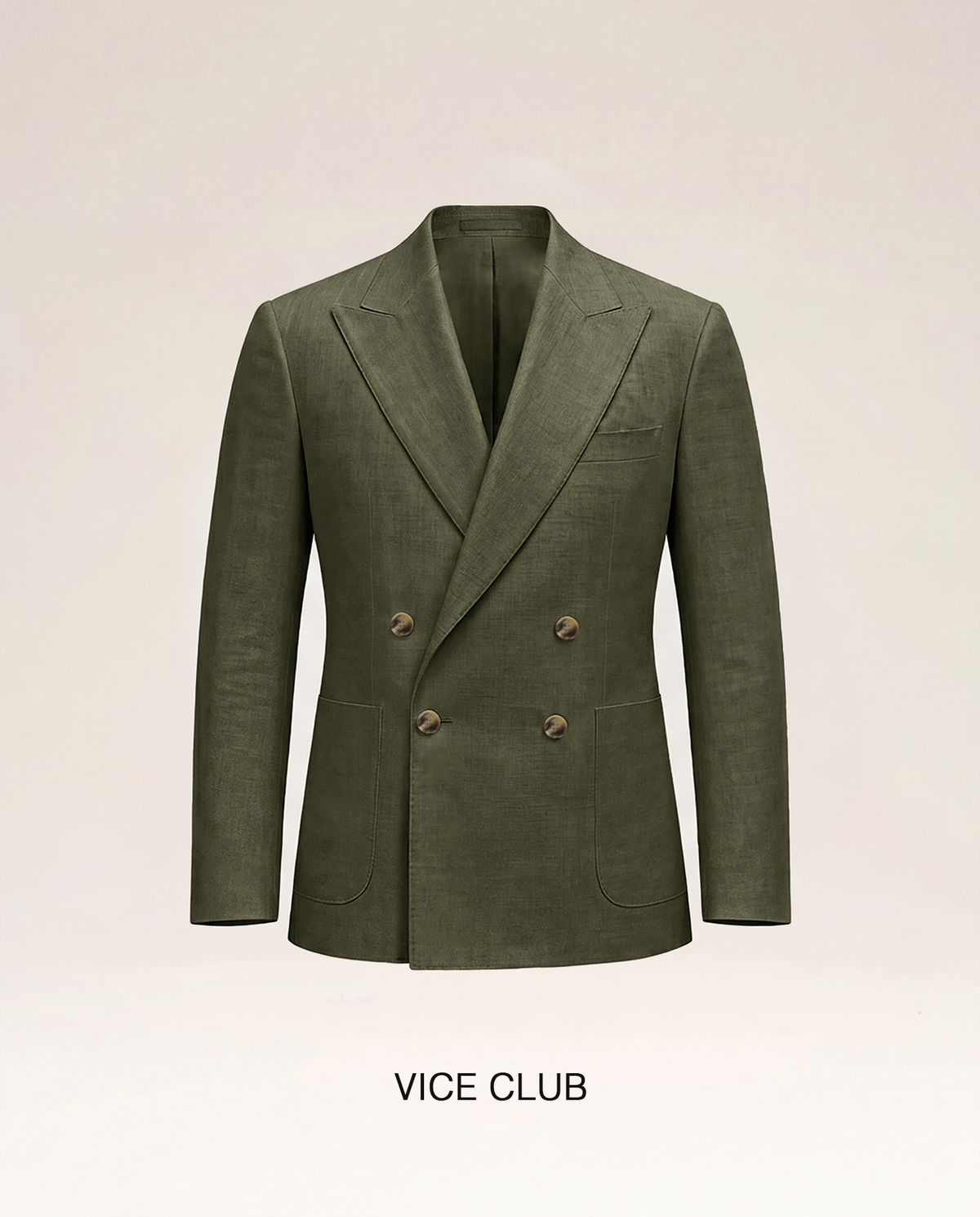 Dark Olive Linen Double Breast Blazer