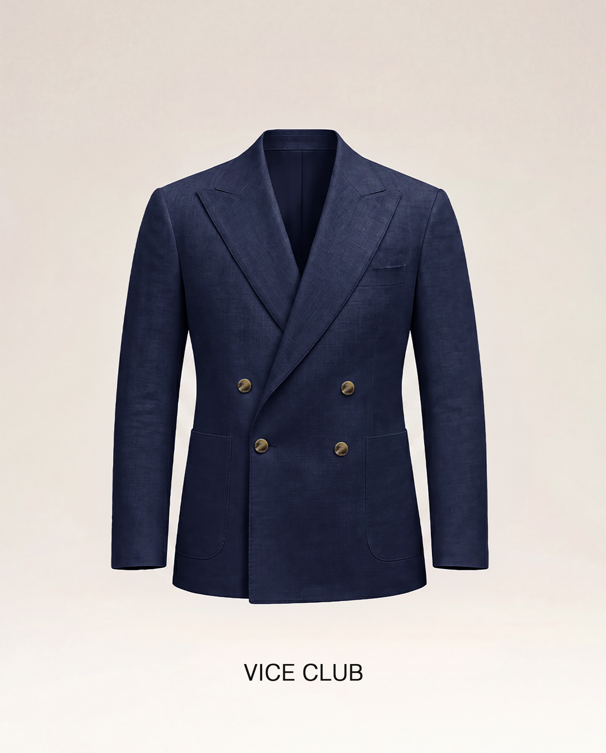 Navy Linen Double Breast Blazer