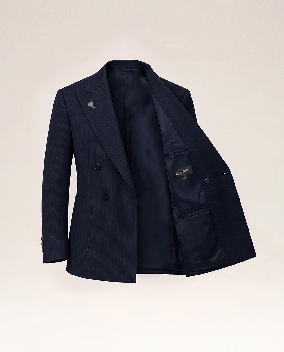 Navy Pinstripe Silk Wool Suit