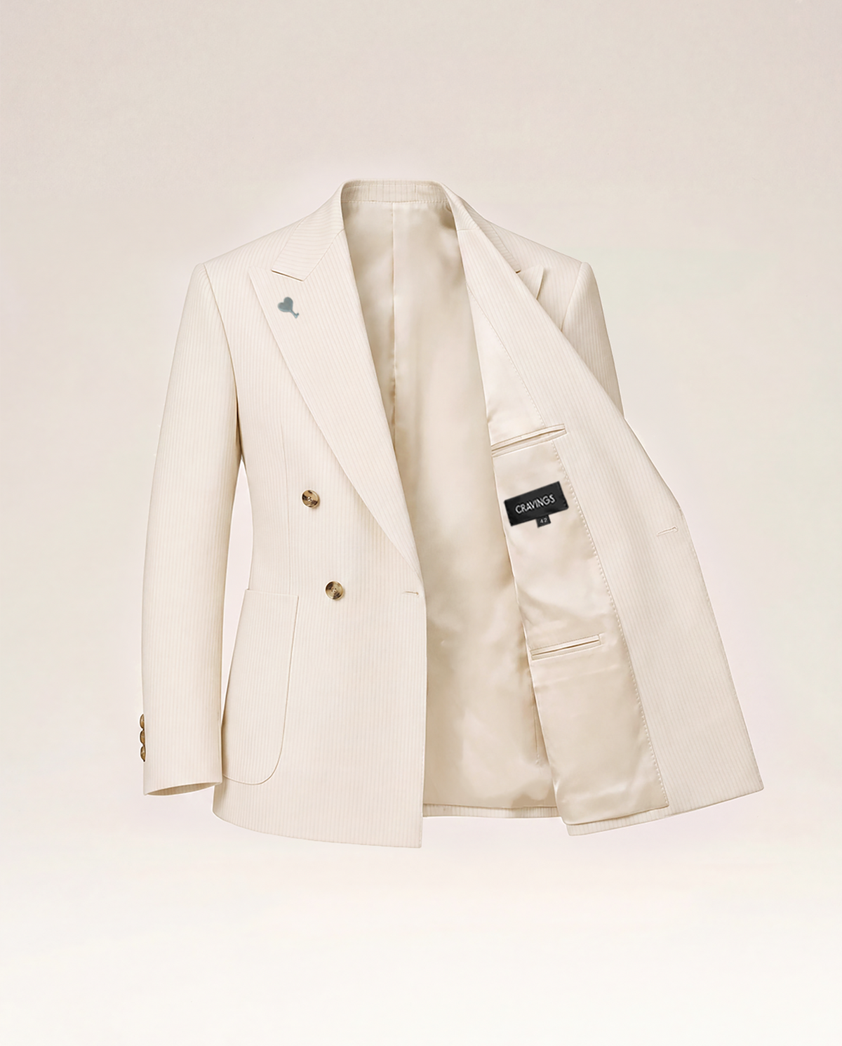 Ivory Pinstripe Silk Wool Suit