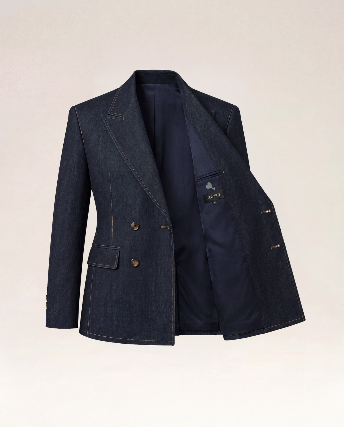 Denim Double Breast Blazer
