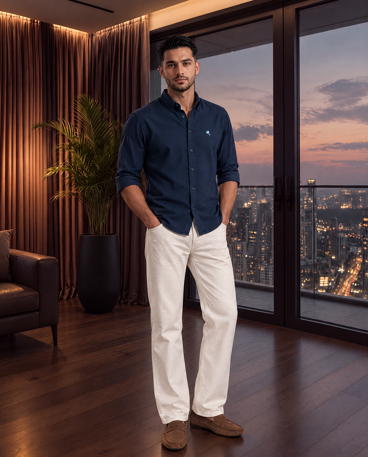 The Cœur Key Cotton Shirt in Navy