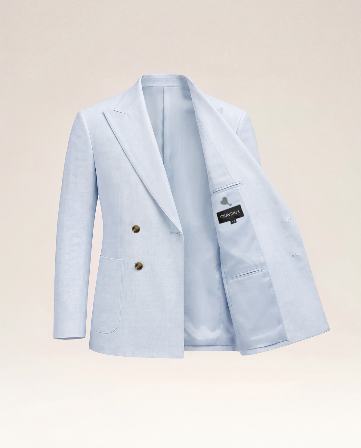 Sky Linen Double Breast Blazer
