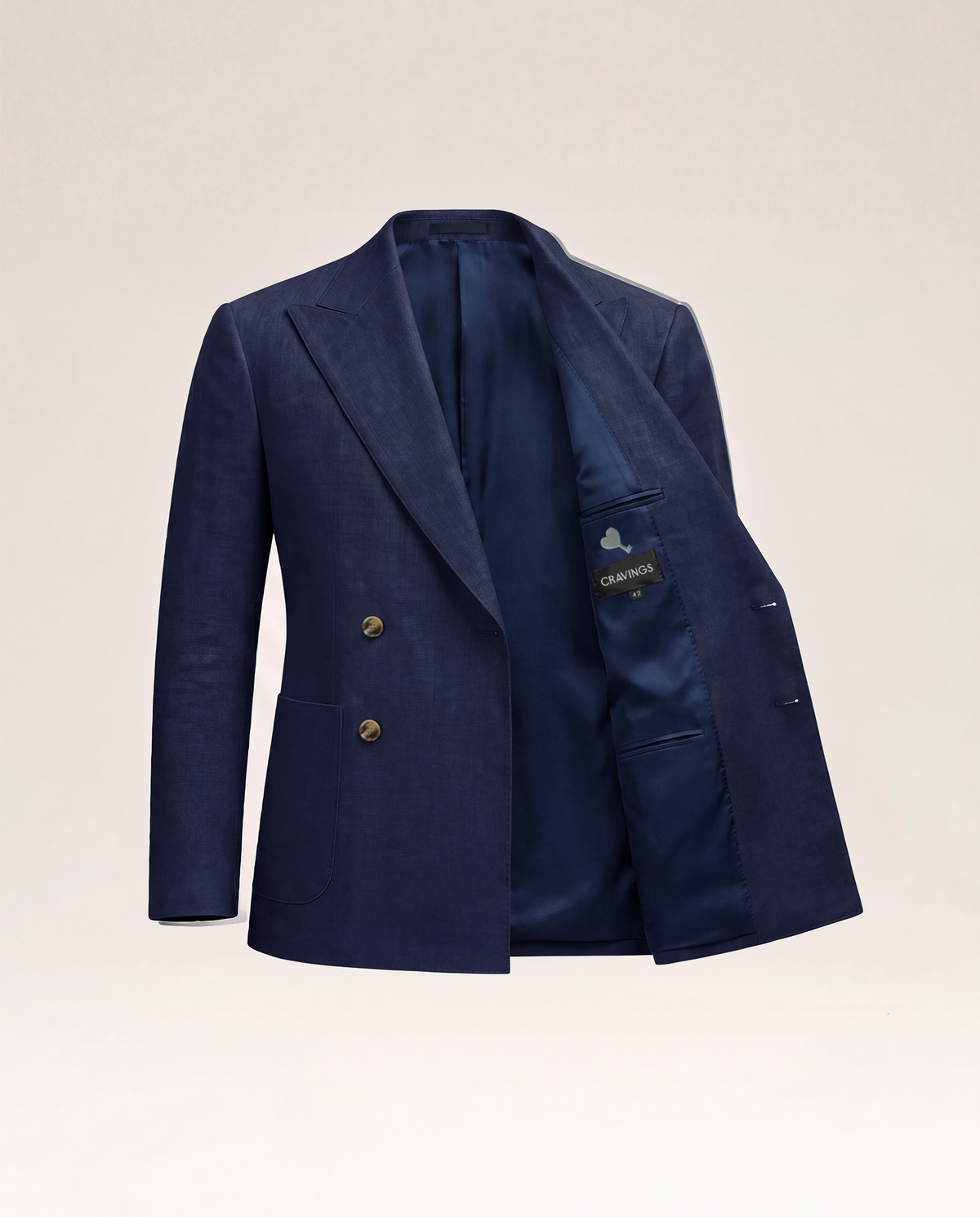 Navy Linen Double Breast Blazer