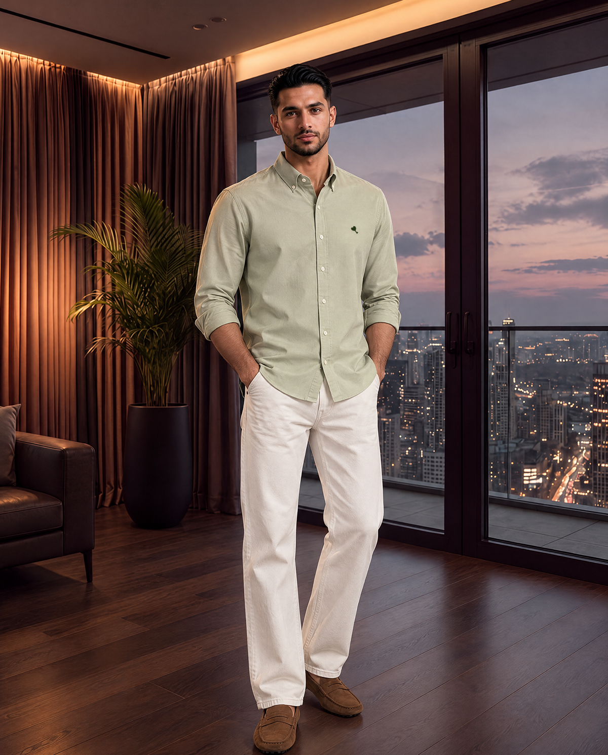 The Cœur Key Cotton Shirt in Sage Green