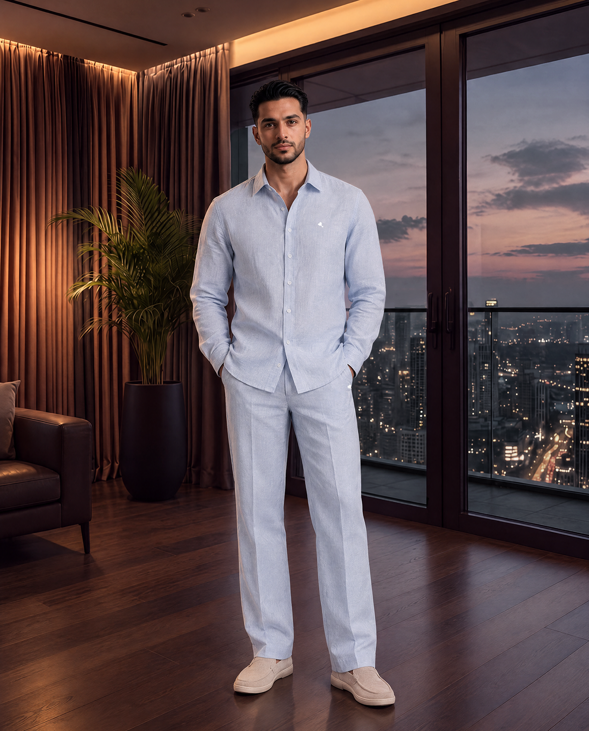 The Cœur Key Linen Shirt in Sky