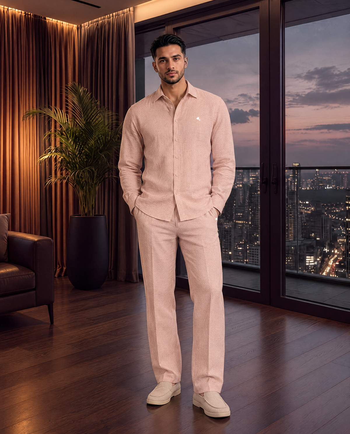 The Cœur Key Linen Pants in Pink