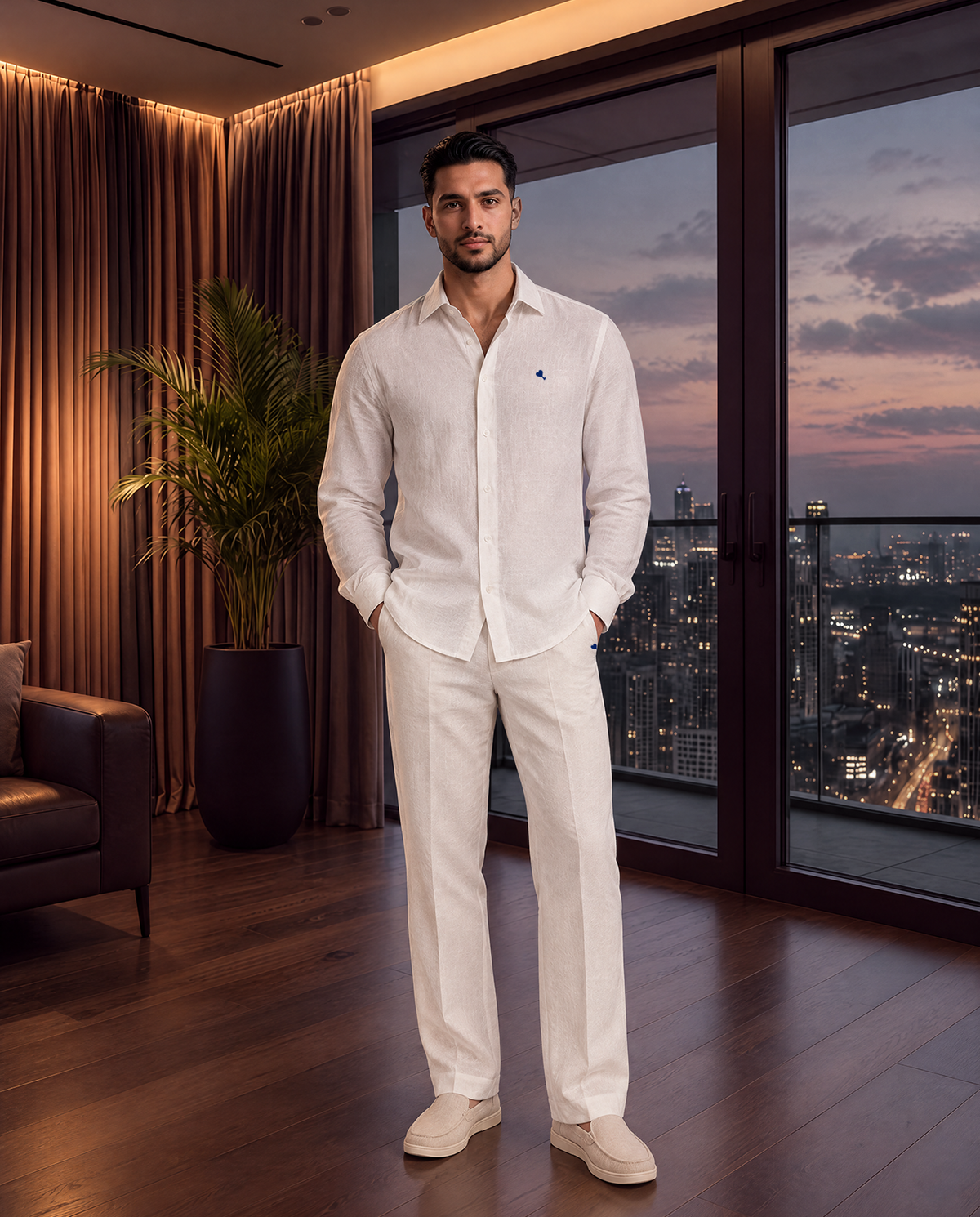 The Cœur Key Linen Pants in Ice White