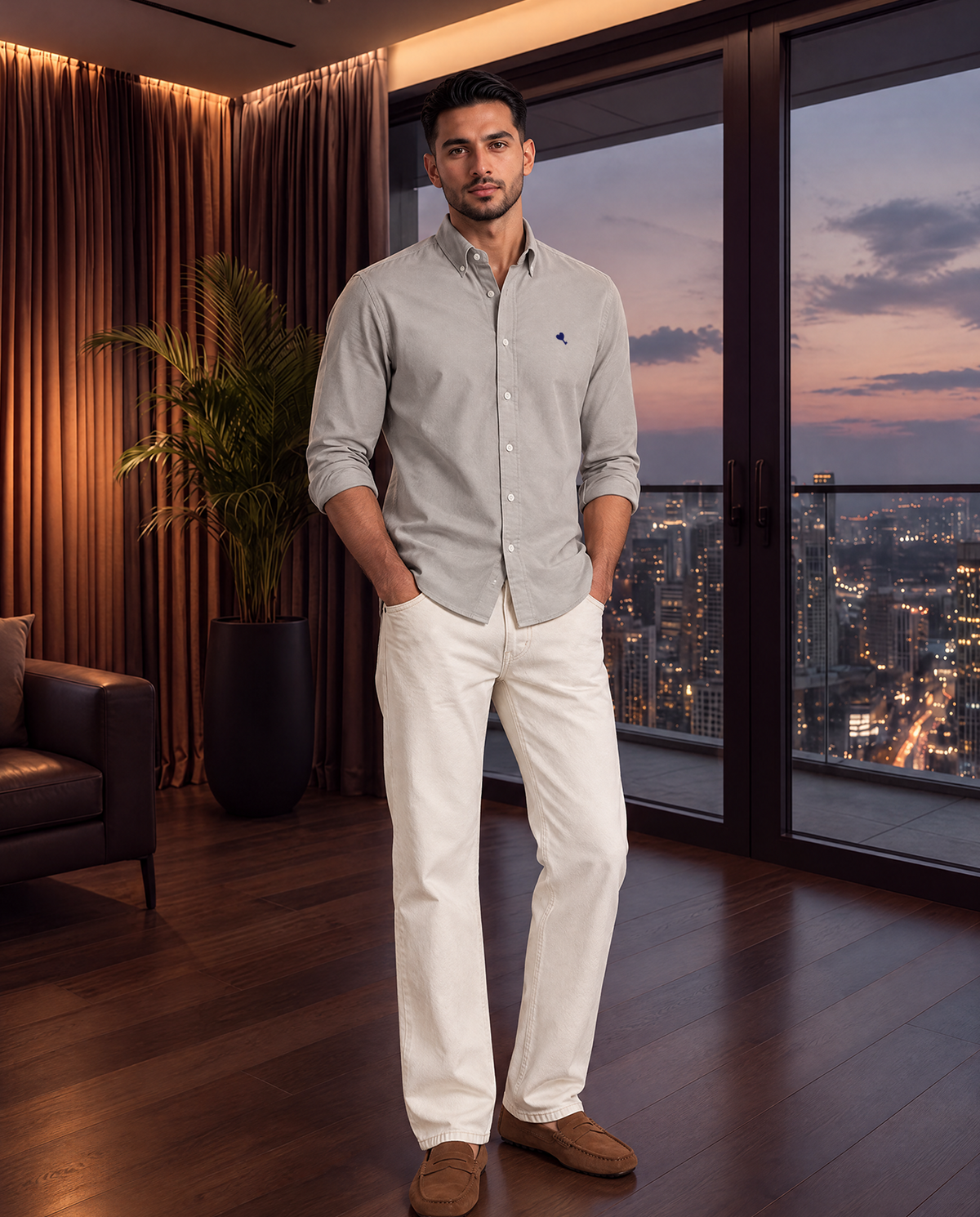The Cœur Key Cotton Shirt in Pearl Grey