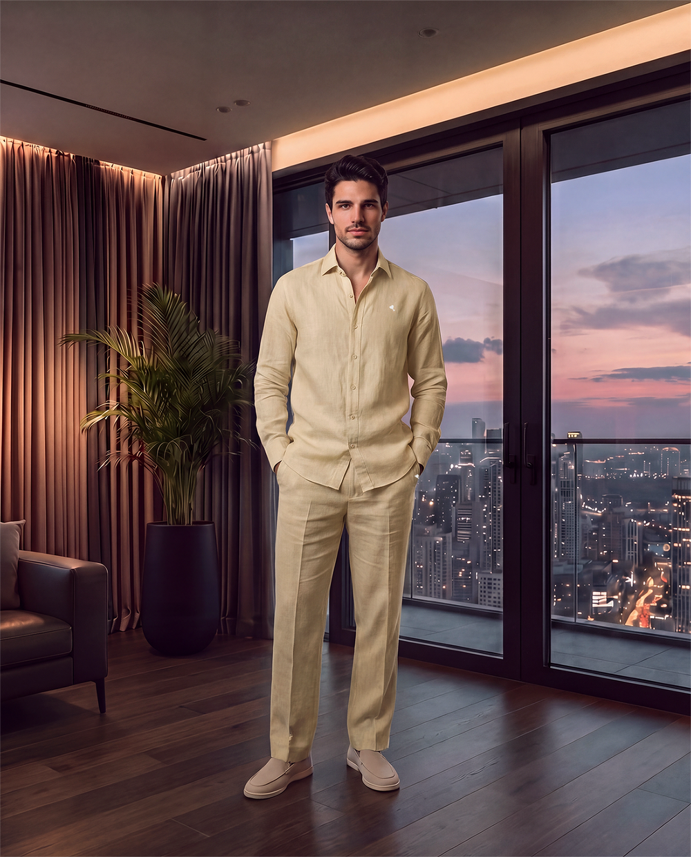 The Cœur Key Linen Shirt in Pineapple Yellow