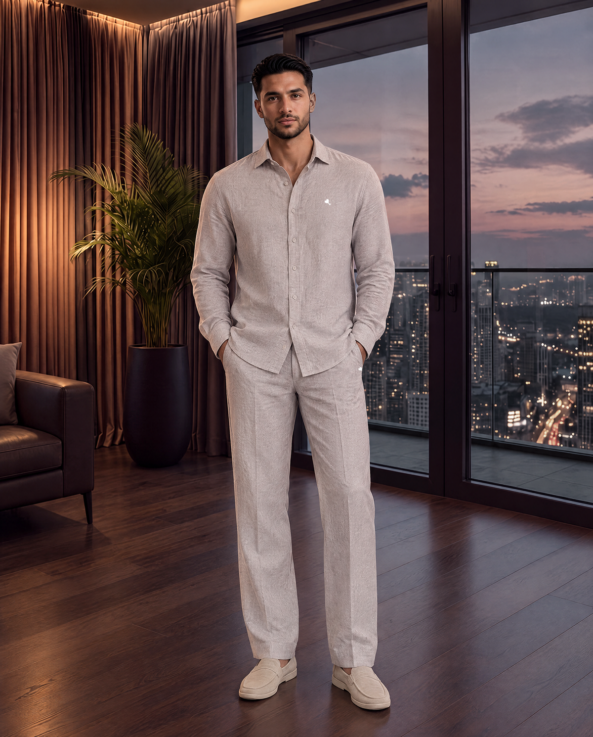 The Cœur Key Linen Shirt in Ash Grey