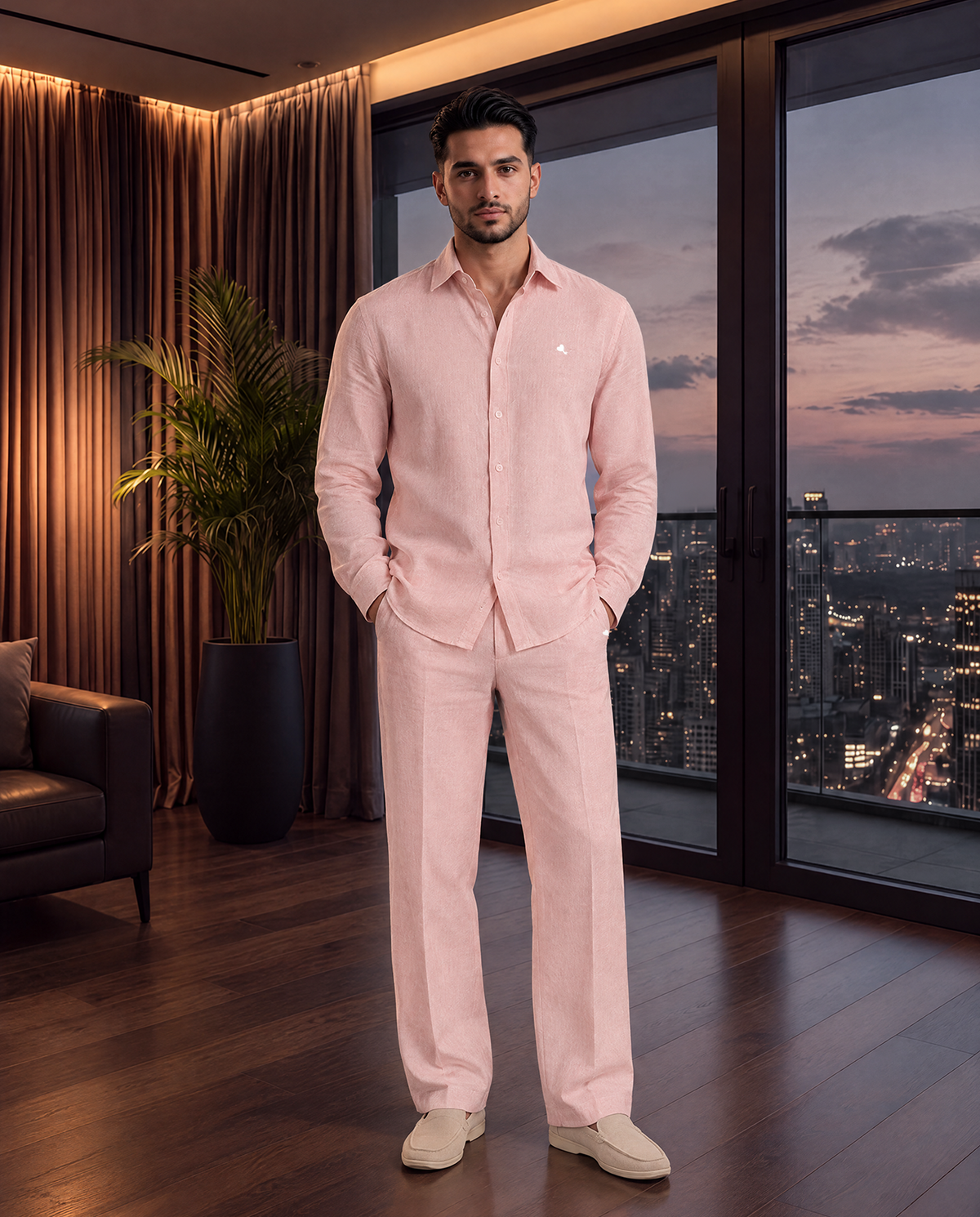 The Cœur Key Linen Shirt in Pink