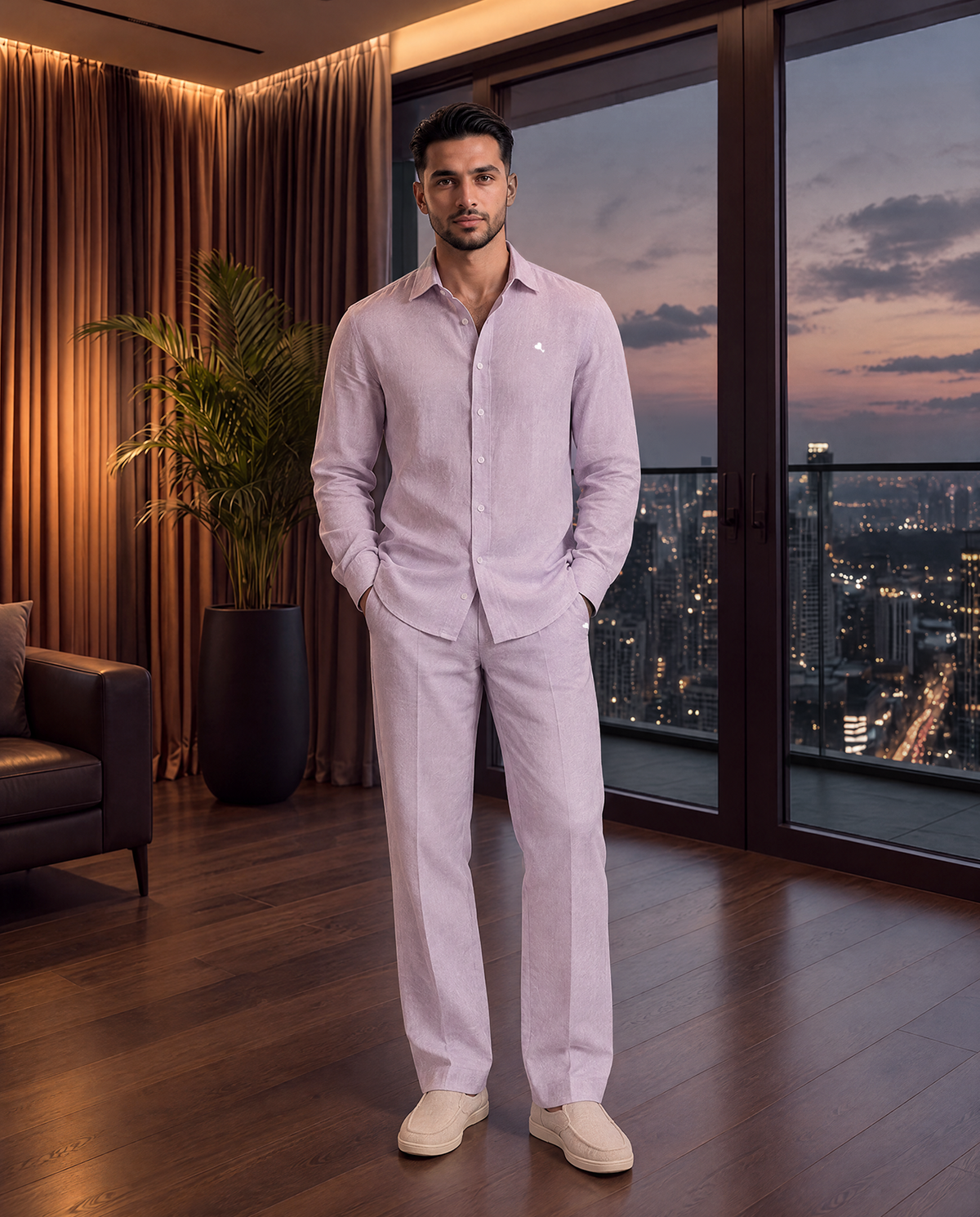 The Cœur Key Linen Pants in Lavender