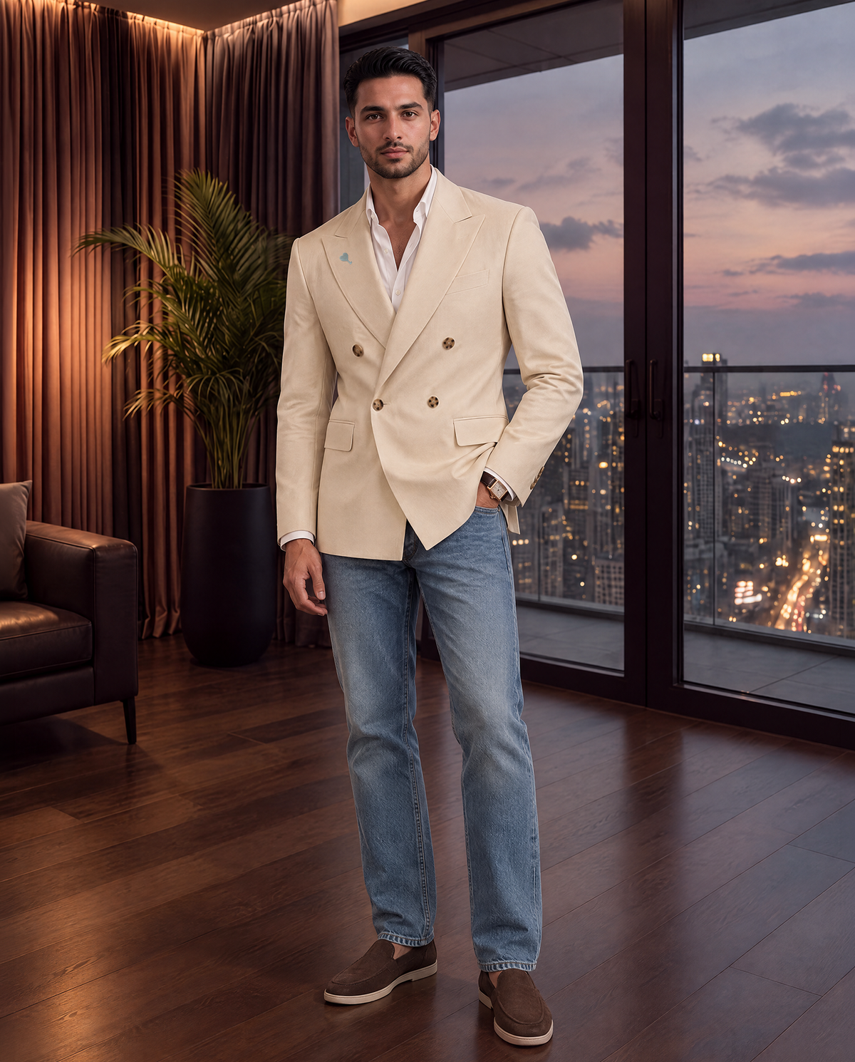 Off White Merino Wool Blazer