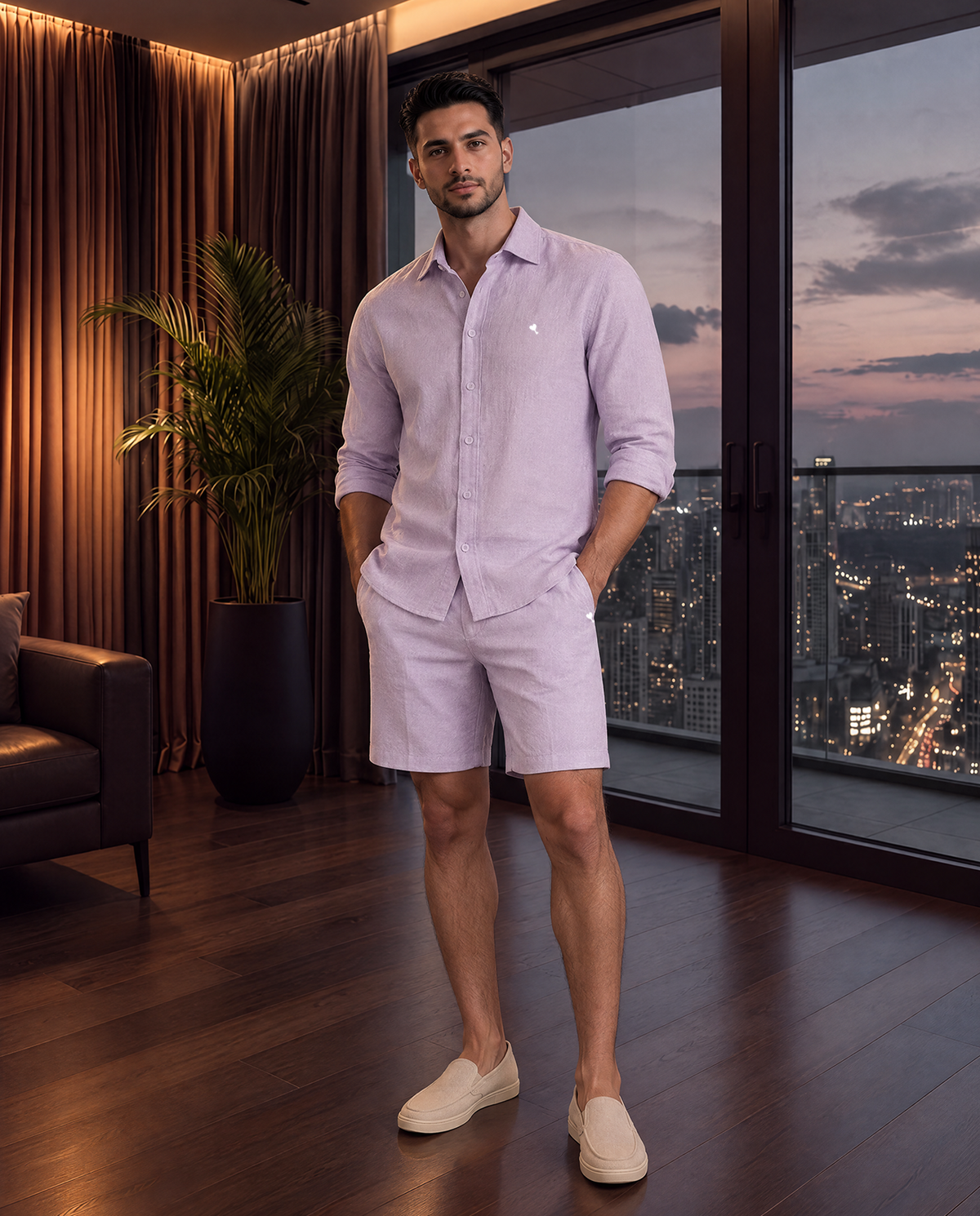 The Cœur Key Linen Shorts in Lavender