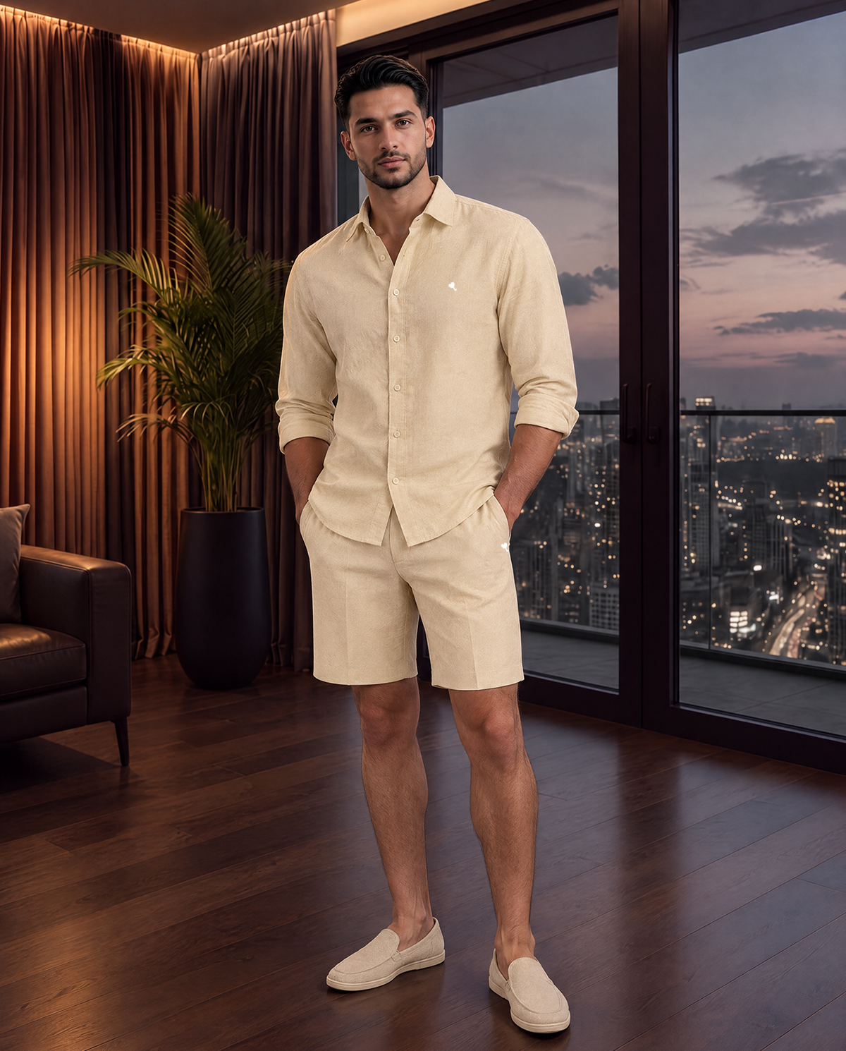 The Cœur Key Linen Shorts in Pineapple Yellow