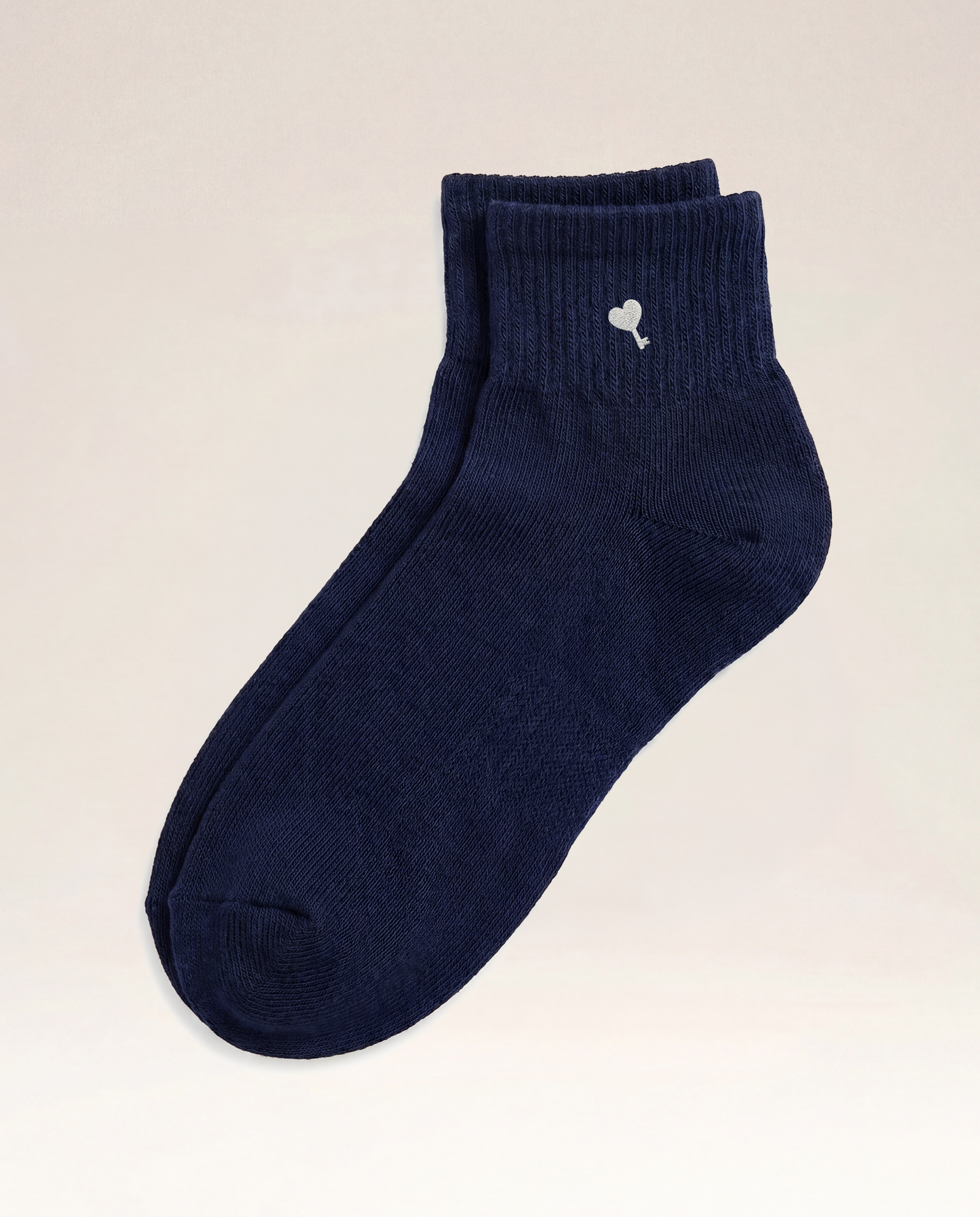 Navy Cœur Key Cotton Quarter Socks