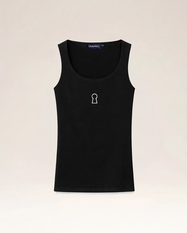 Keyhole Jersey Tank Top in Black
