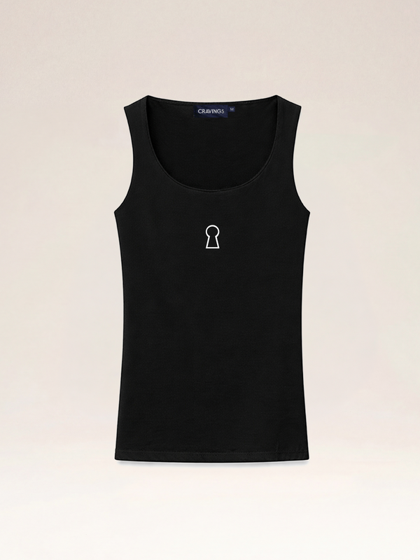 Keyhole Jersey Tank Top in Black