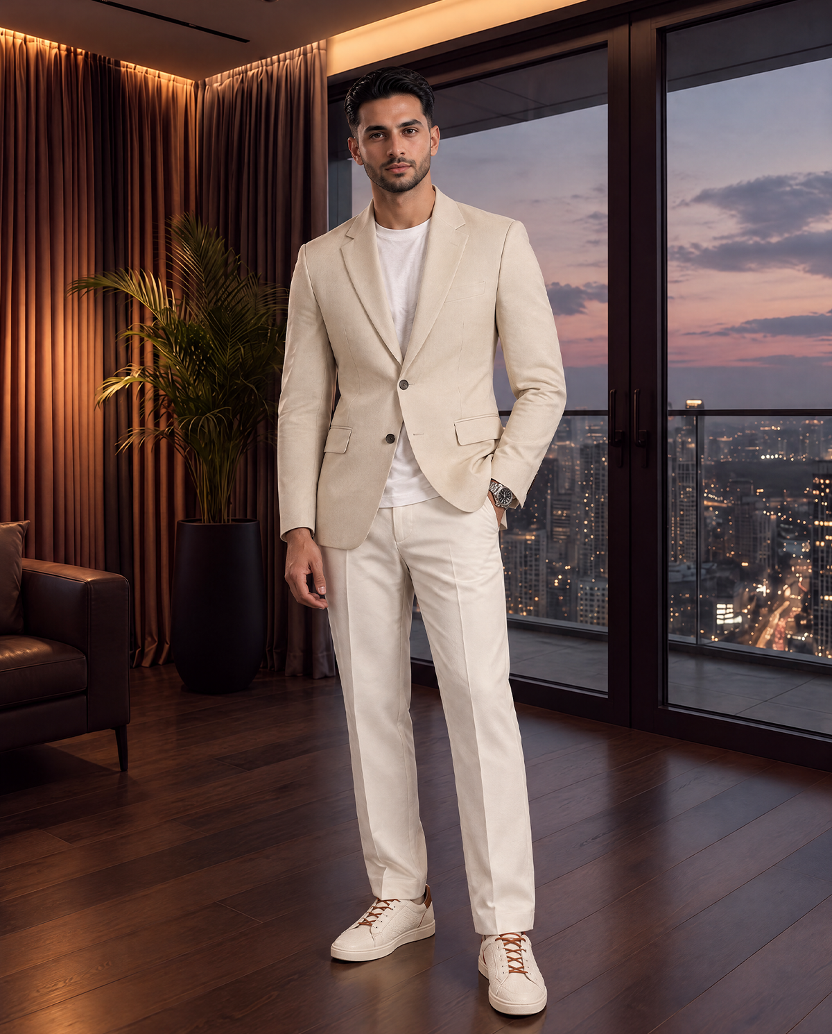 The Cœur Key Chino Blazer in Ivory