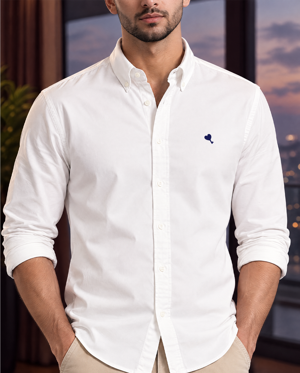 The Cœur Key Cotton Shirt in White