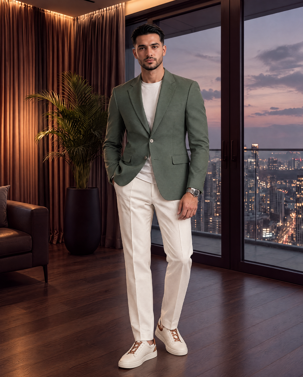 The Cœur Key Chino Blazer in Pine Green