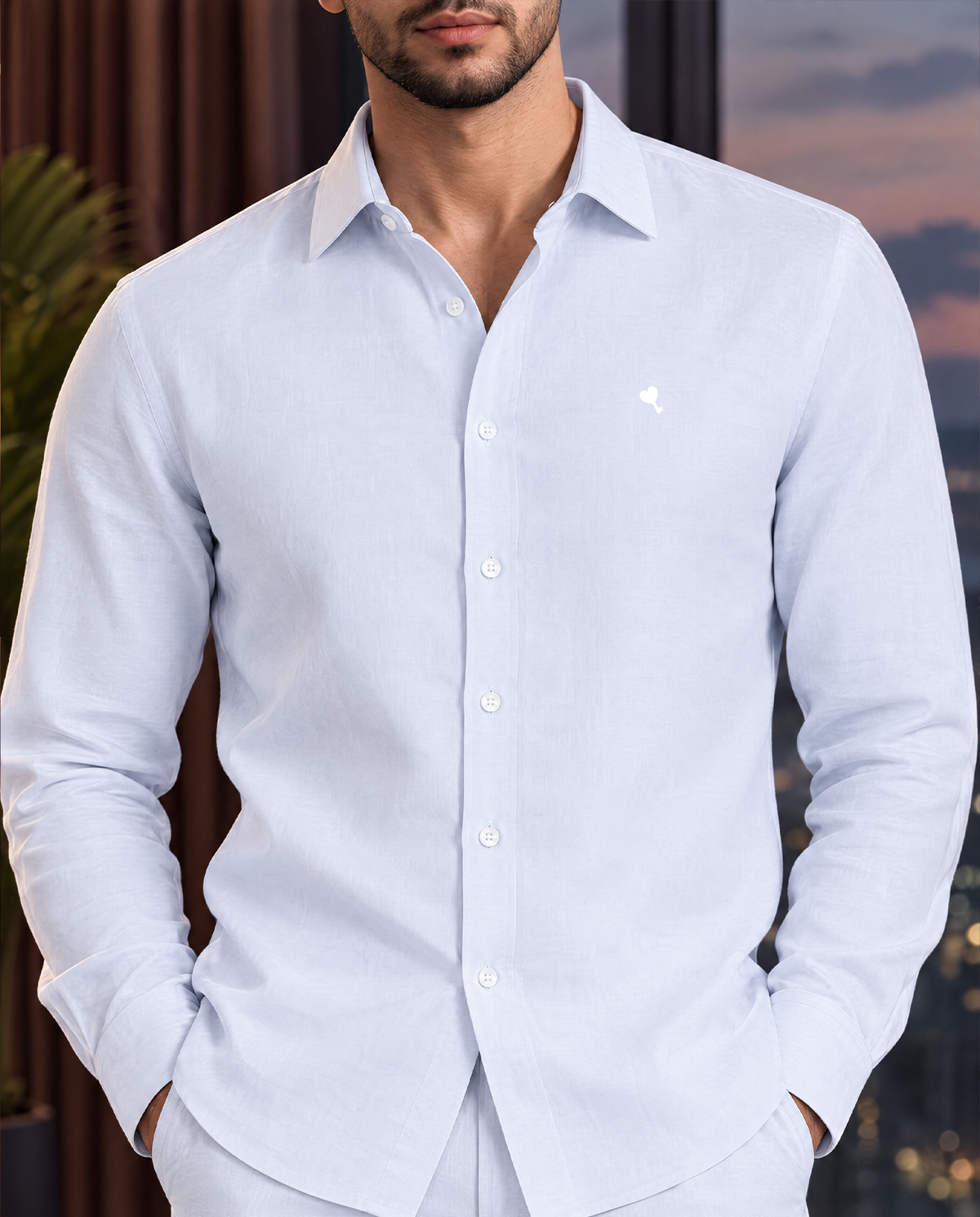 The Cœur Key Linen Shirt in Sky
