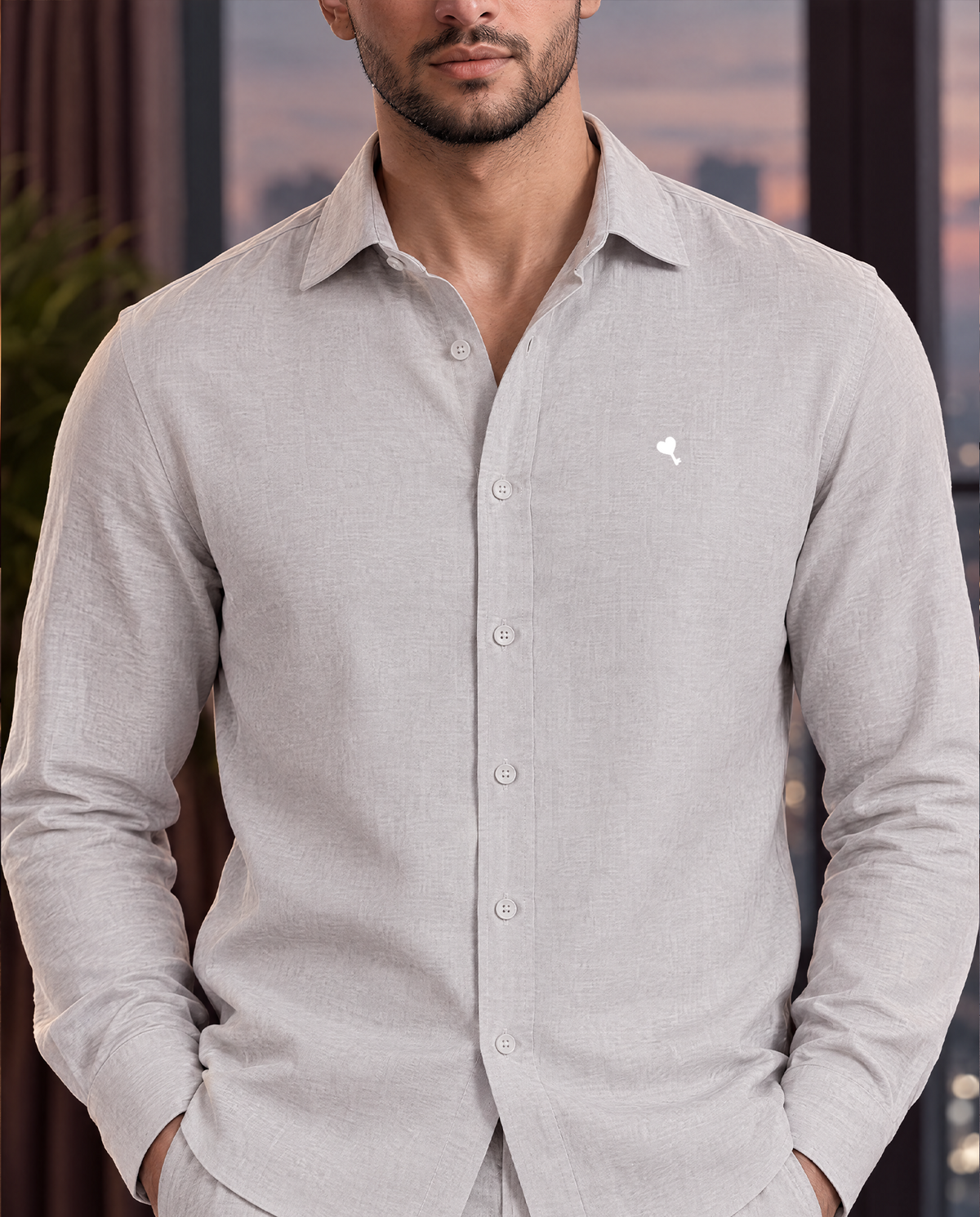 The Cœur Key Linen Shirt in Ash Grey