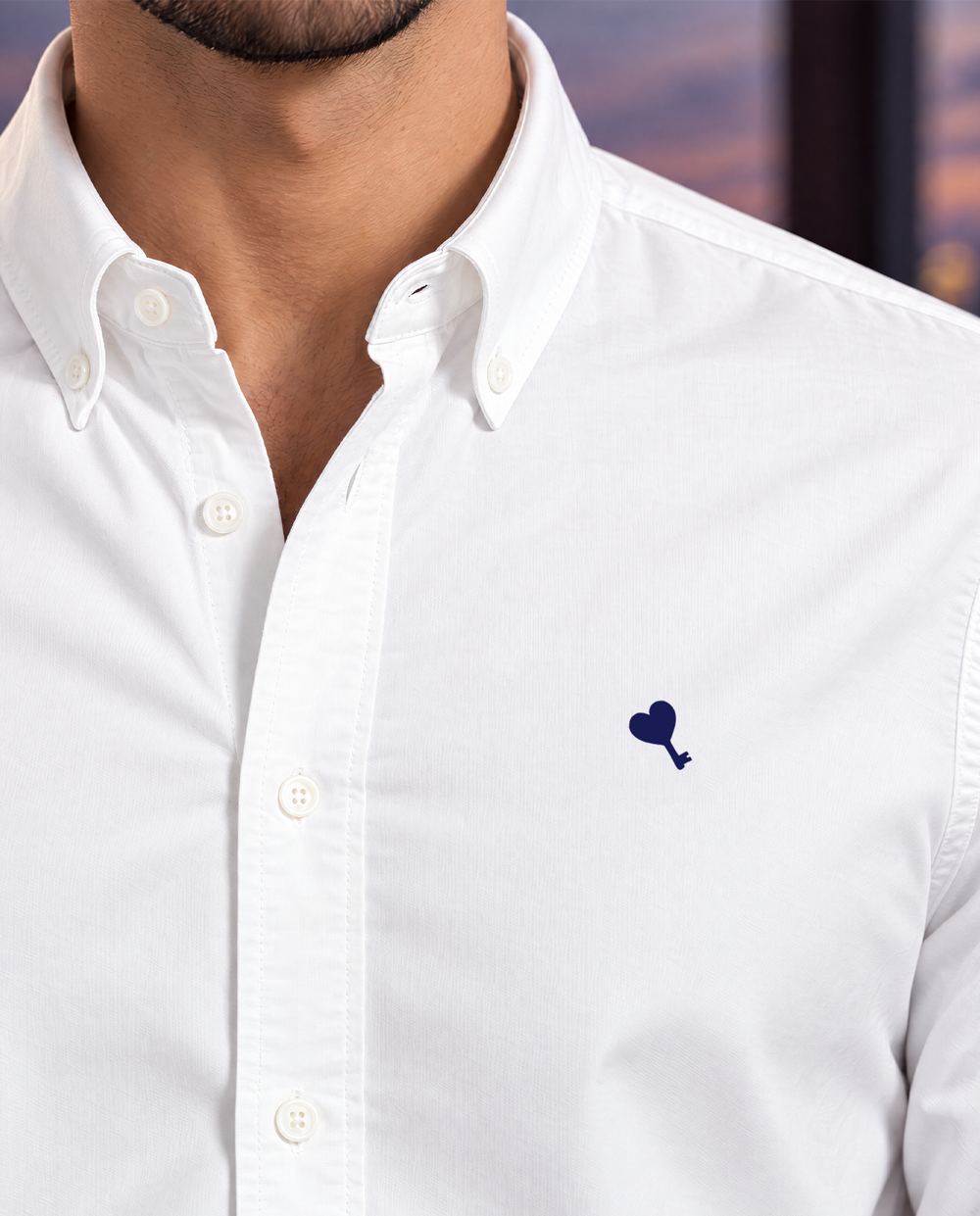 The Cœur Key Cotton Shirt in White