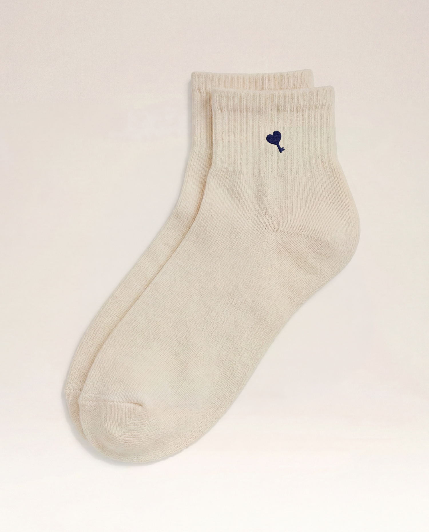 Ecru Cœur Key Cotton Quarter Socks