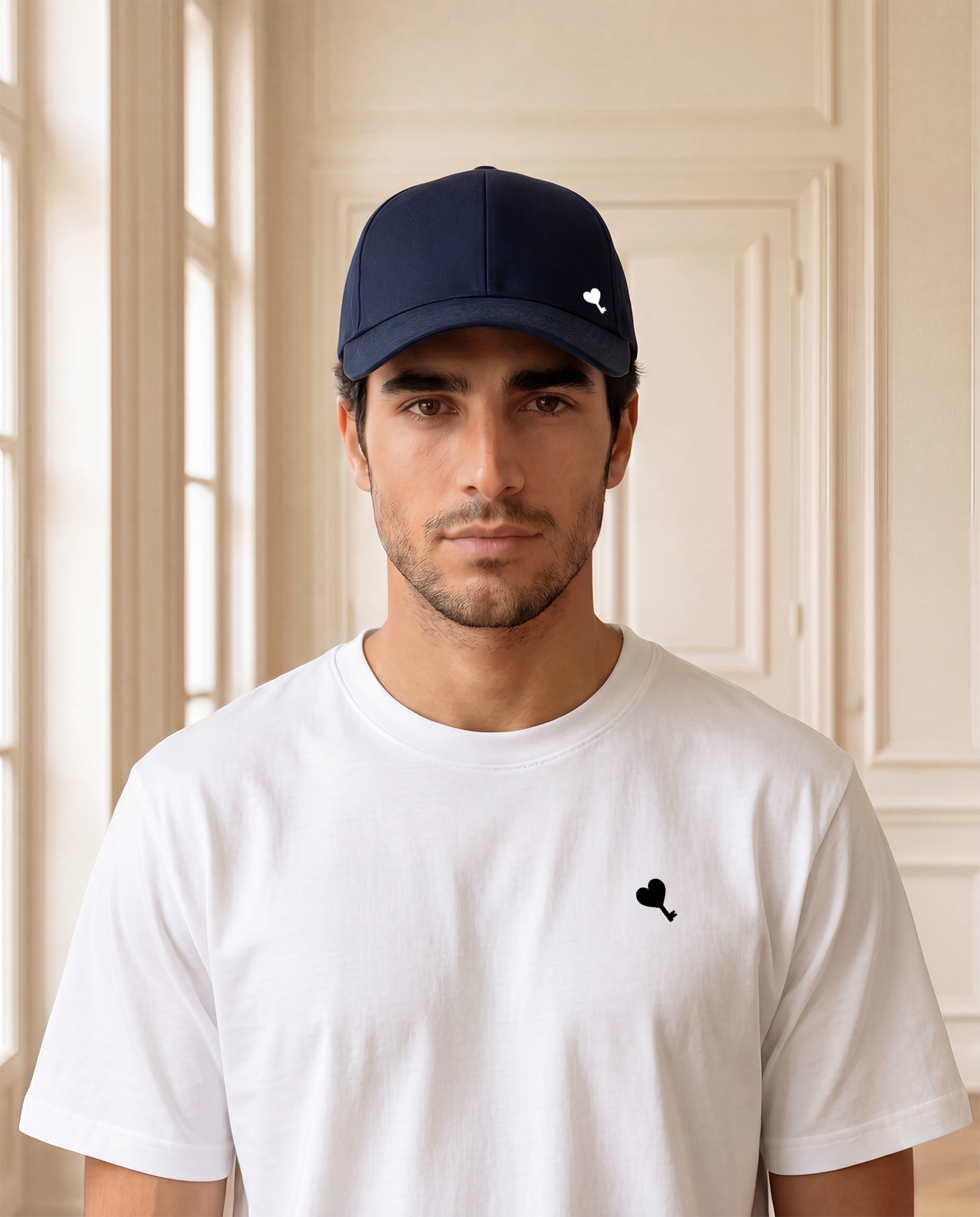 Navy Cœur Key Embroidered Cap