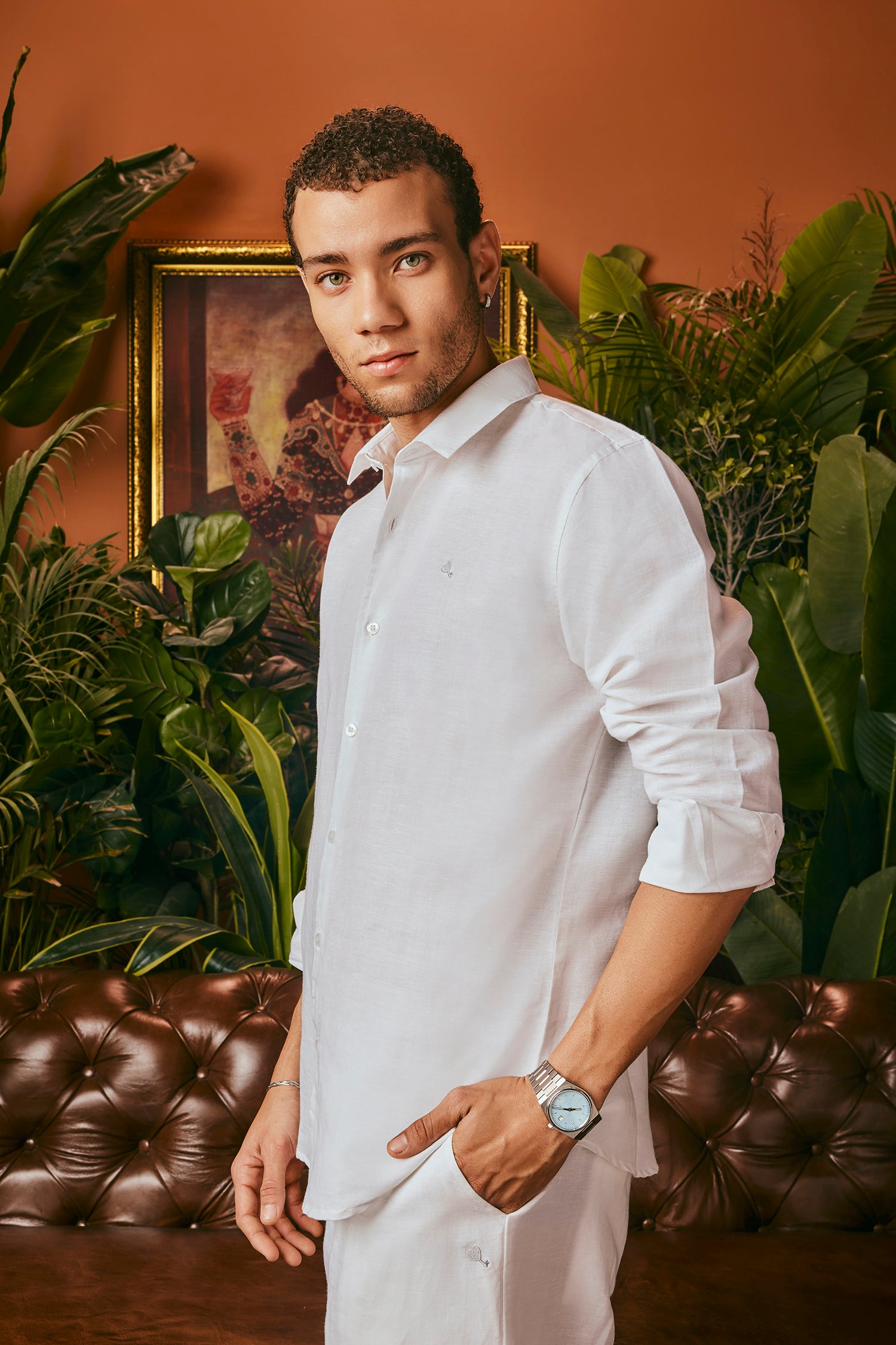 Ice White Linen Shirt for Men