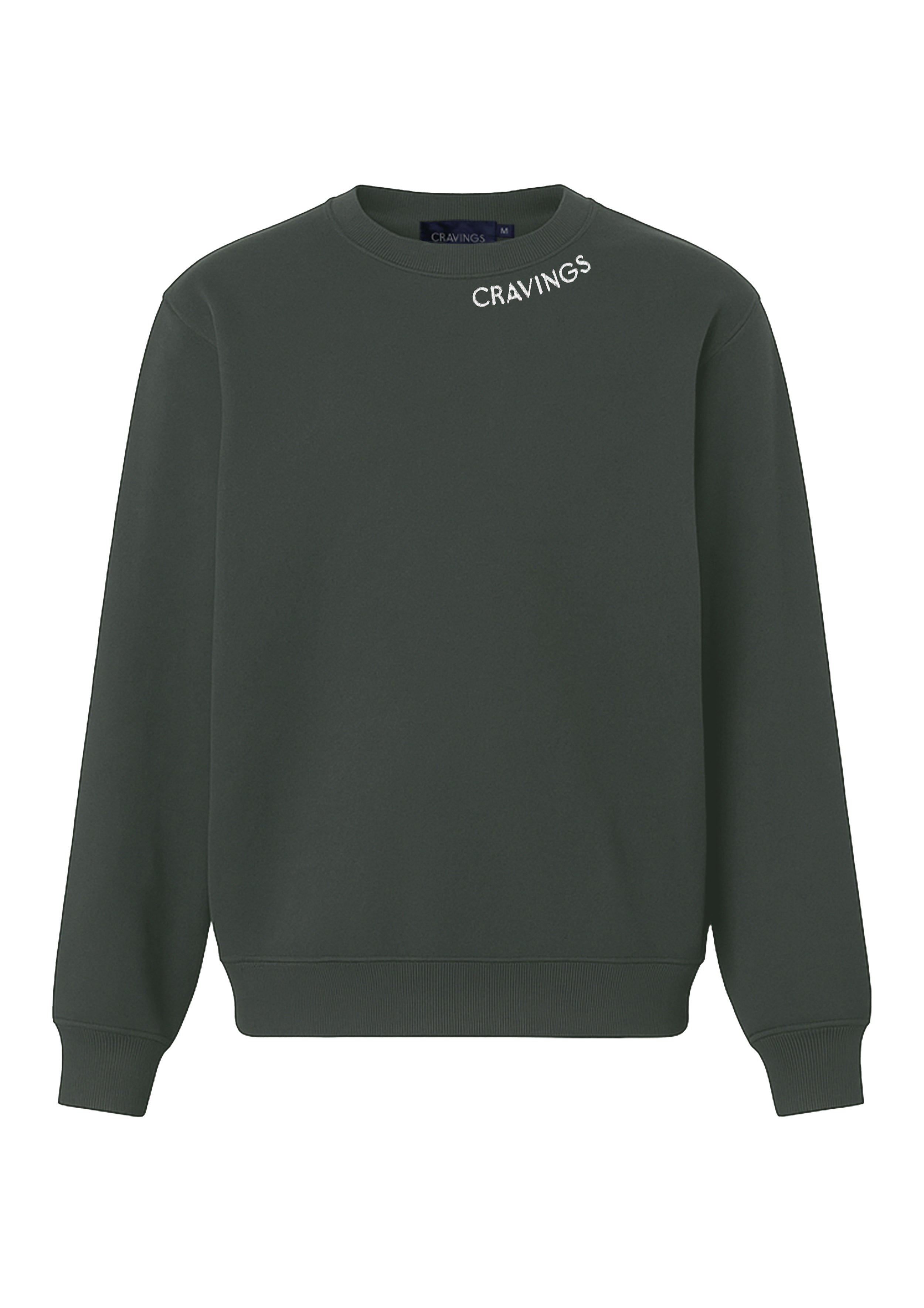 Neck Logo Crew Sweatshirt in Olive