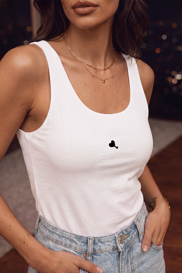 Cœur Key Jersey Tank Top in White