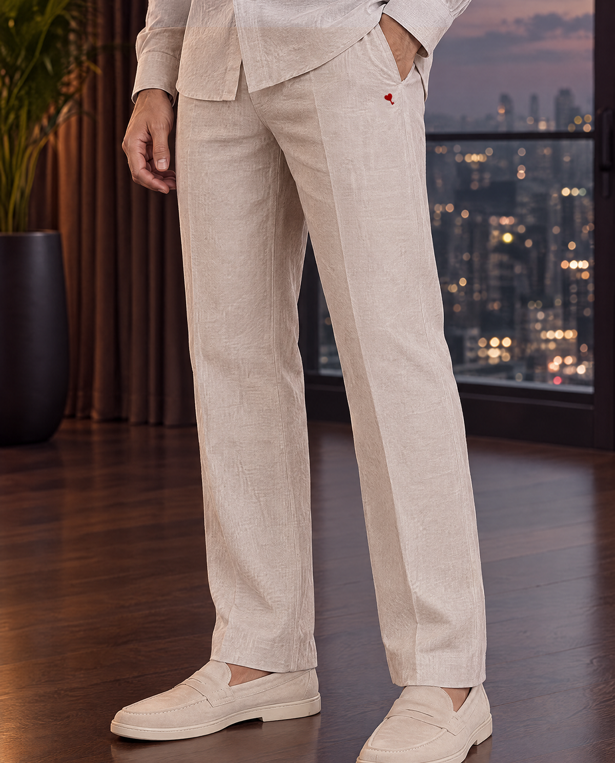 The Cœur Key Linen Pants in Oat