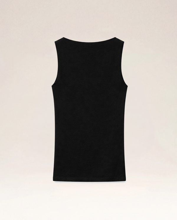 Keyhole Jersey Tank Top in Black