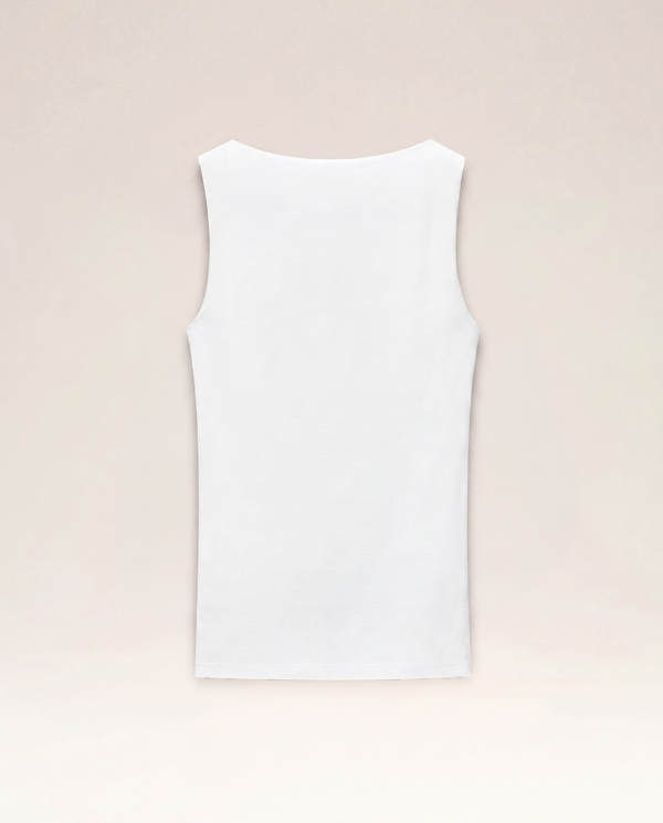 Keyhole Jersey Tank Top in White