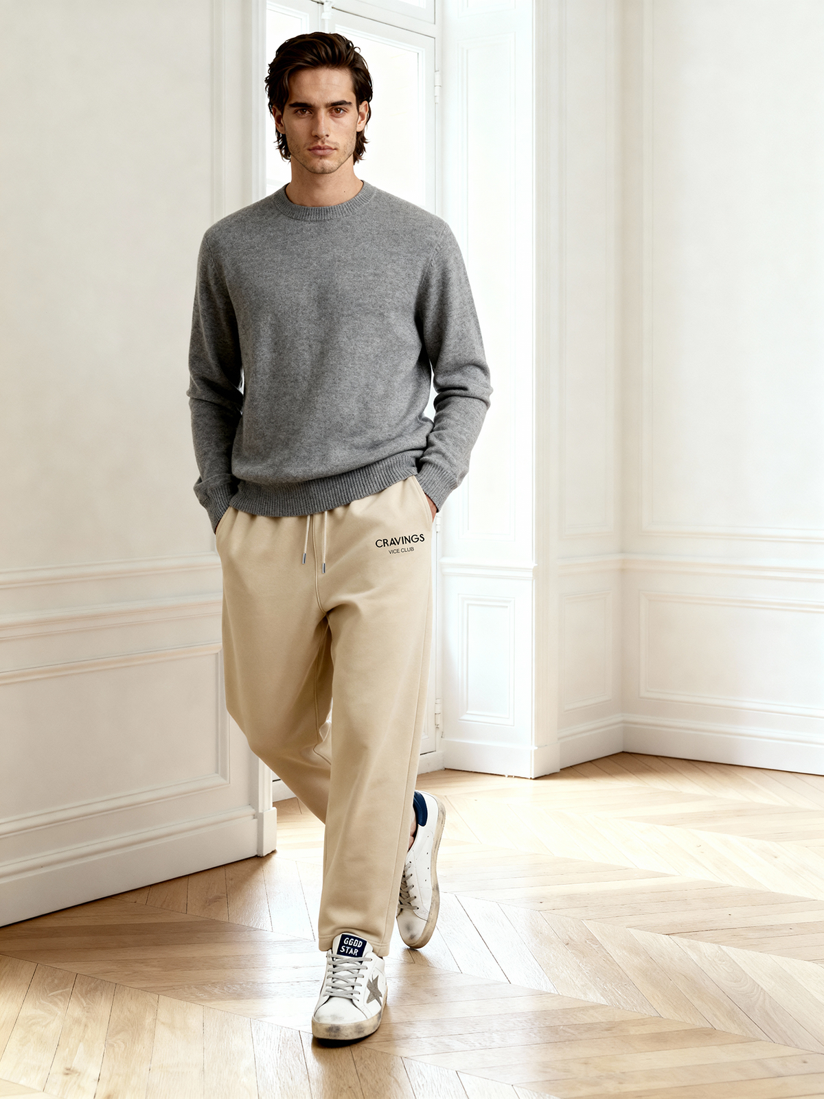 Straight Fit Sweatpants in Beige